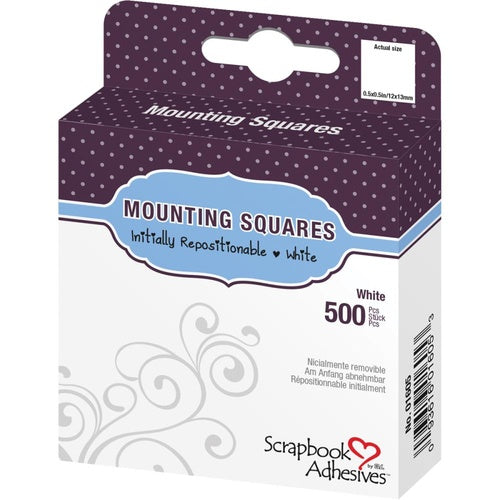 Scrapbook Adhesives Repositionable Mounting Squares 500/Pkg White