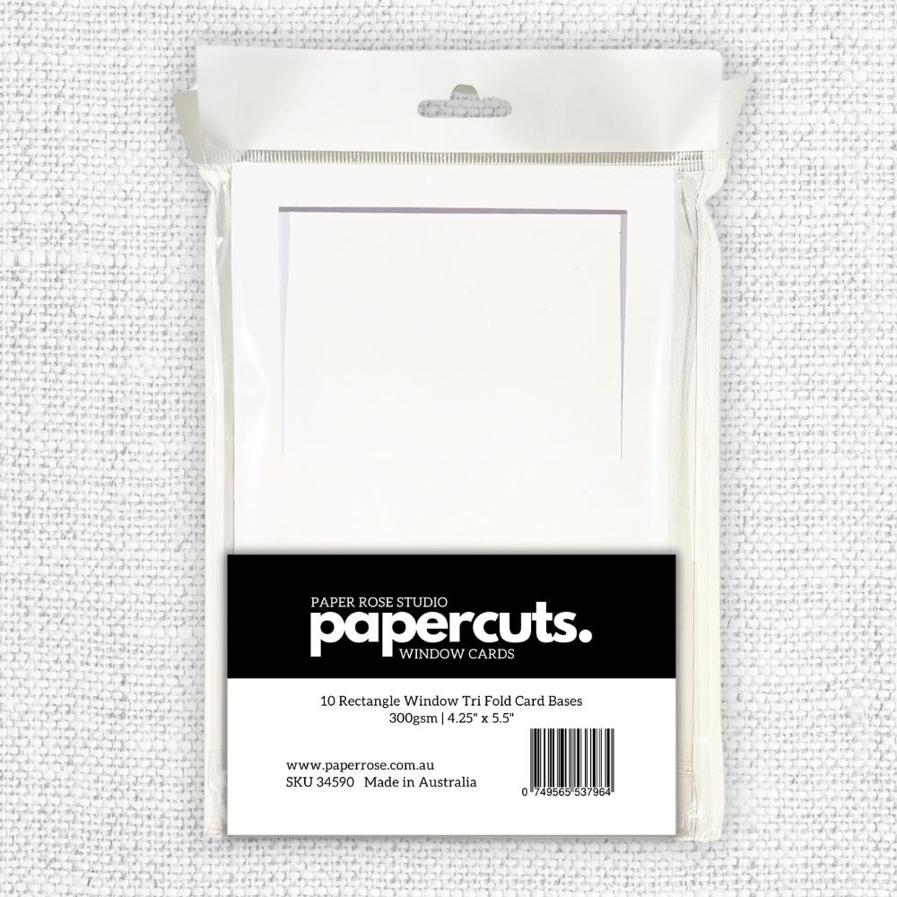 Rectangle Window Tri Fold White Card Bases - 4.25 x 5.5"