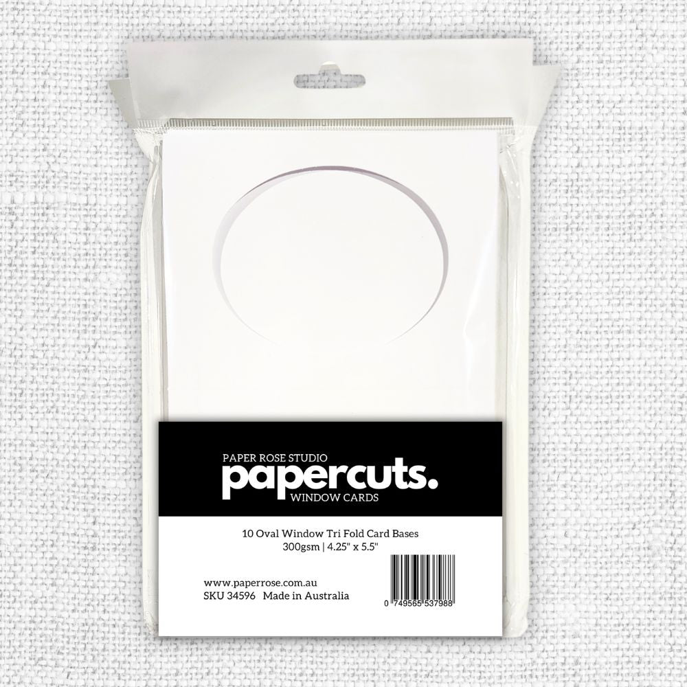 Oval Window Tri Fold White Card Bases - 4.25 x 5.5" - 10 pieces