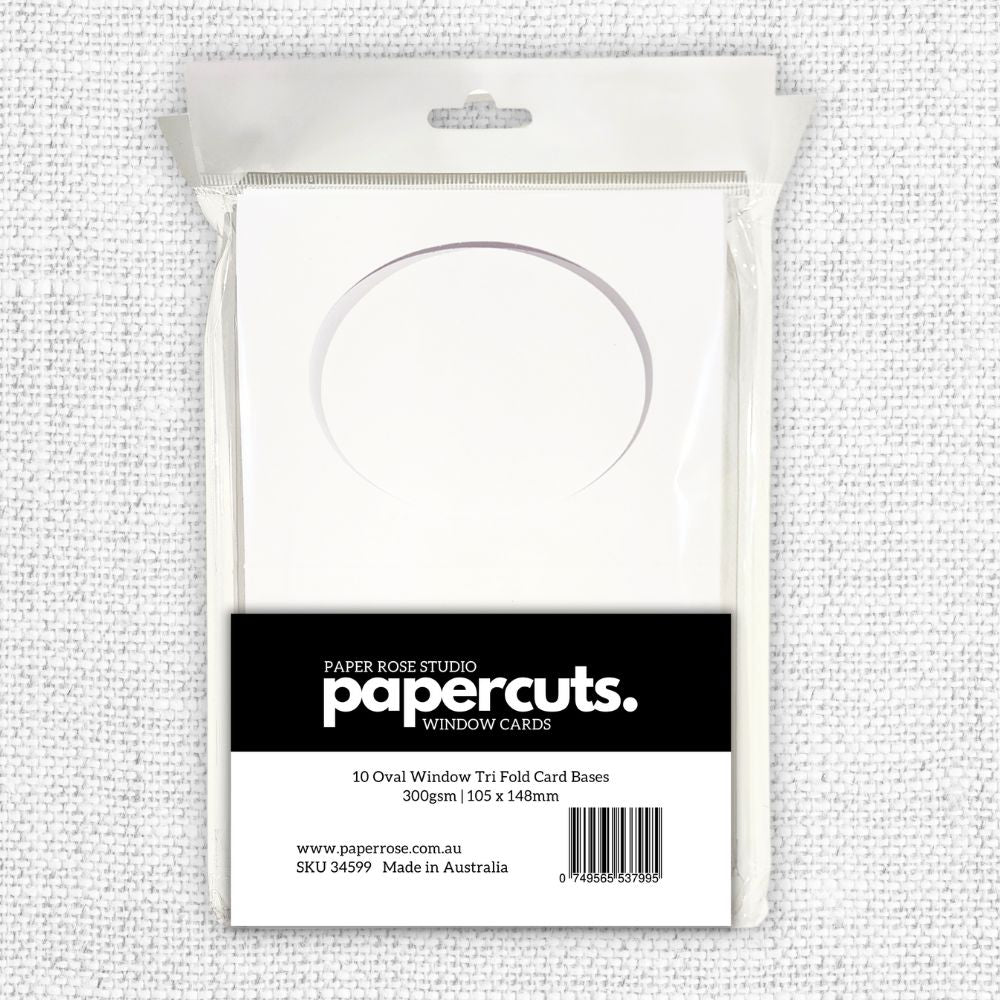 Oval Window Tri Fold White Card Bases - 105 x 148mm - 10 pieces