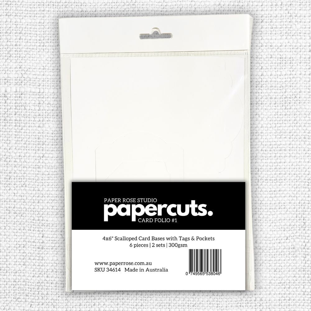 Card Folio #1 - 4x6" Scalloped Card Bases with Tags & Pockets - 6 piece