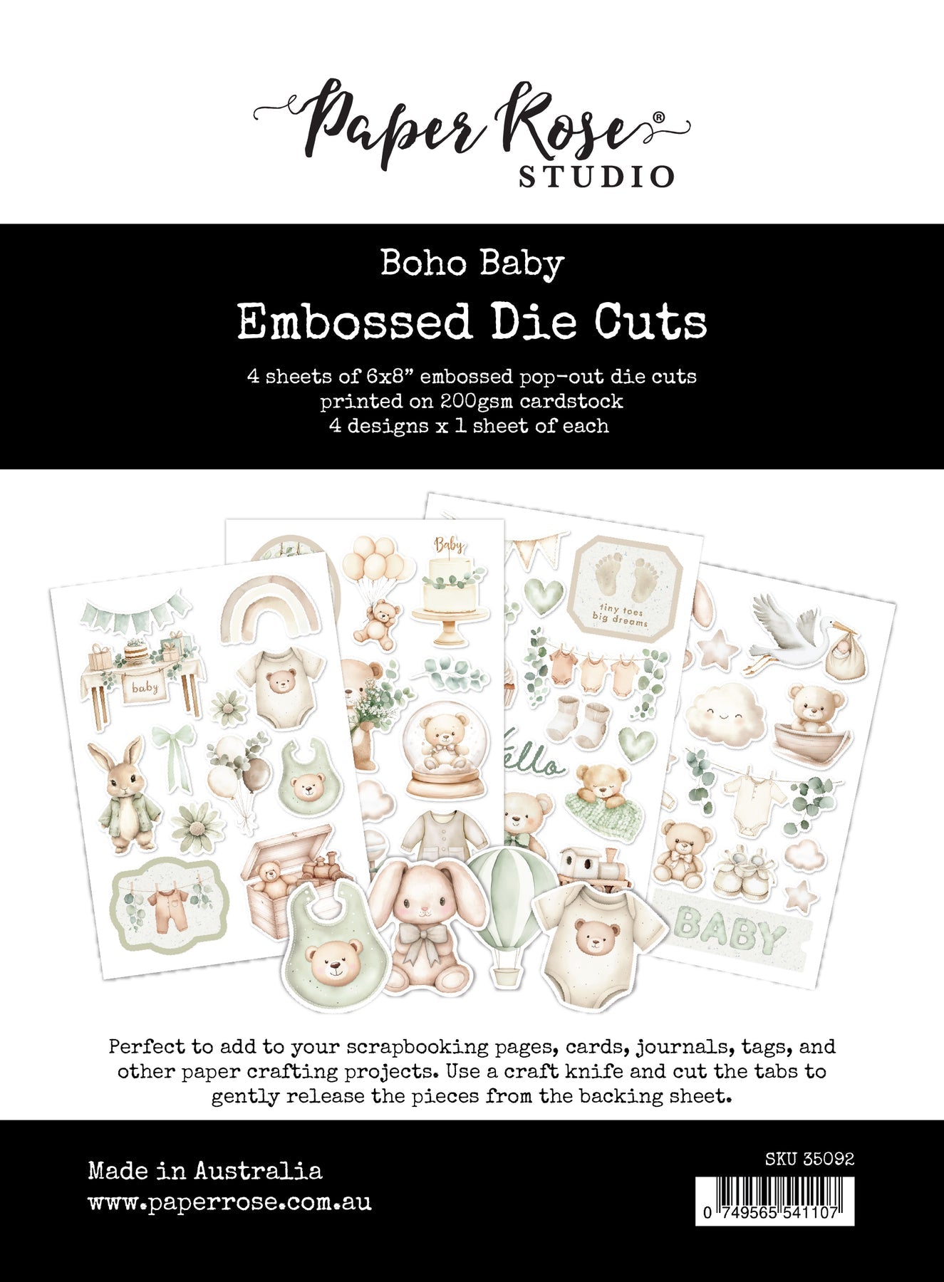 Boho Baby Embossed Die Cuts 