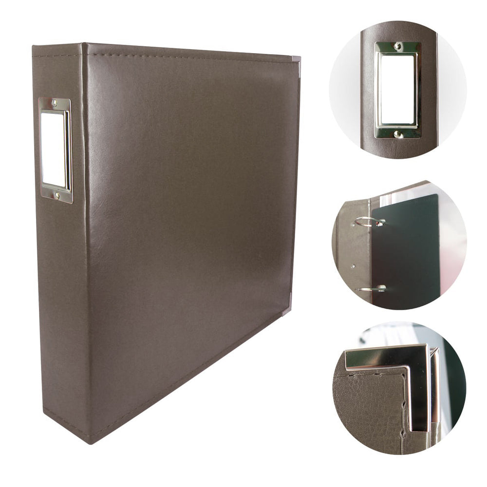 CC DARK BROWN 3D Ring Album Faux Leather