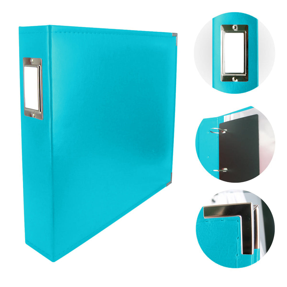 CC AQUA BLUE 12X12 3D Ring Album Faux Leather