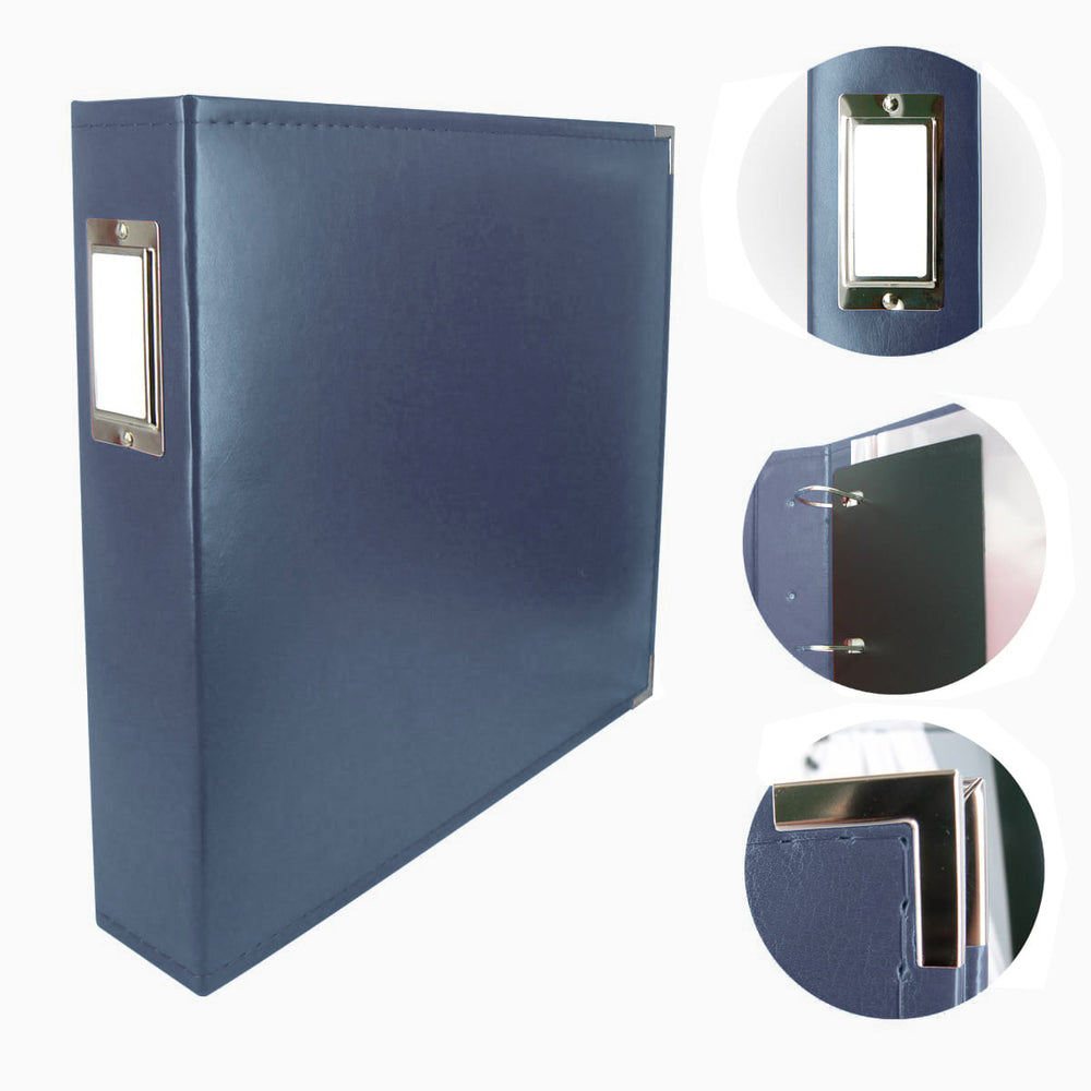 CC Faux Leather 12x12 3D Ring Album Cobalt Blue