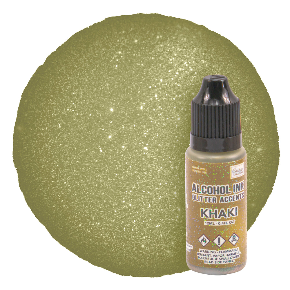 CC Alcohol Ink Glitter Accents Khaki - 12mL