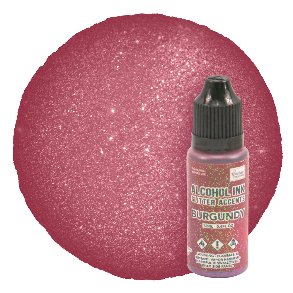 CC Alcohol Ink Glitter Accents Burgundy - 12mL