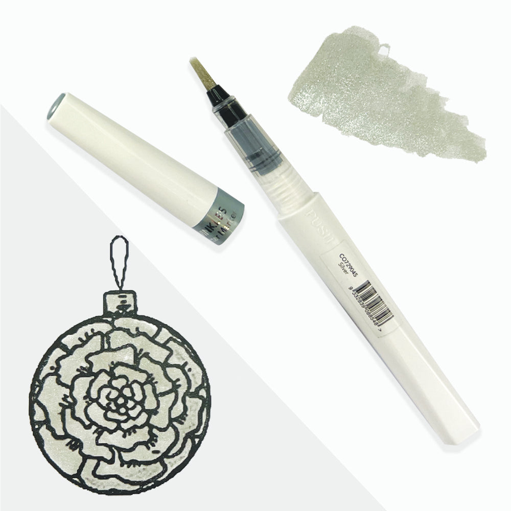 Winkles SILVER Glitter Brush Marker