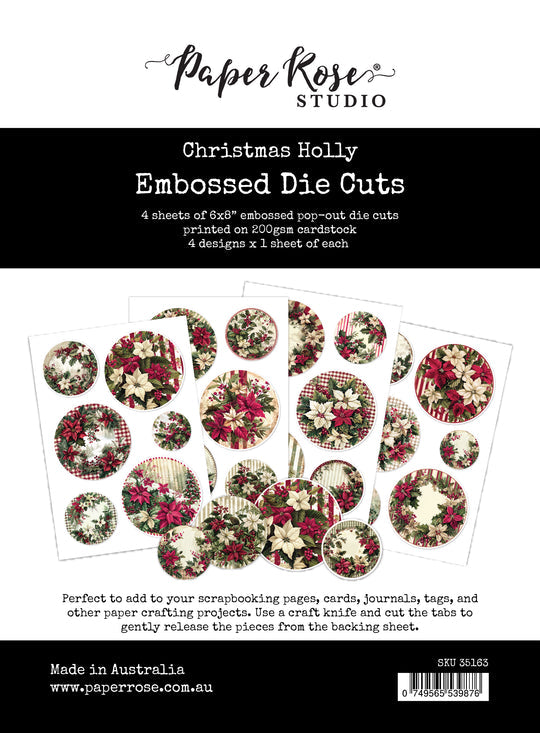 Christmas Holly Embossed Die Cuts