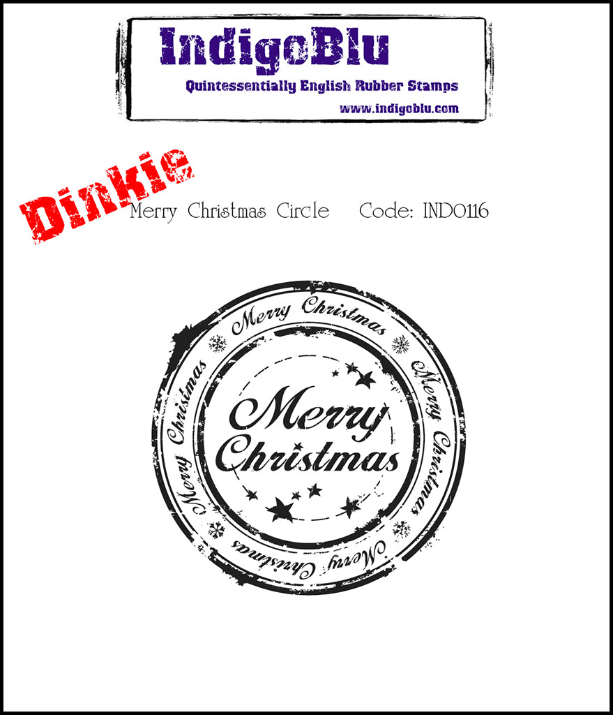 Merry Christmas Circle Dinkie A7 Red Rubber Stamp