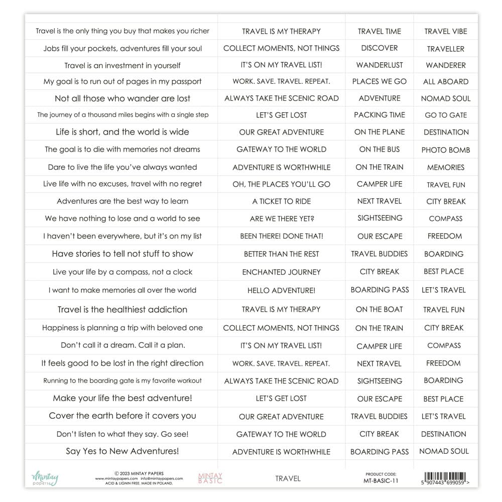 Basic Sentiment Sheet - Travel