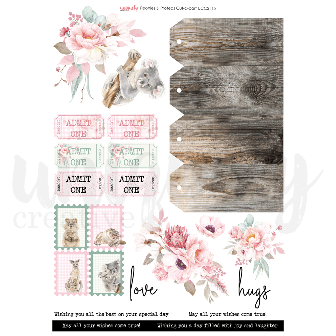 Peonies & Proteas Cut-a-Part Sheet