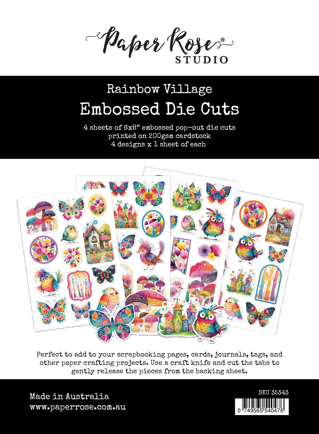 Rainbow Village 6x8" Embossed Die Cuts 