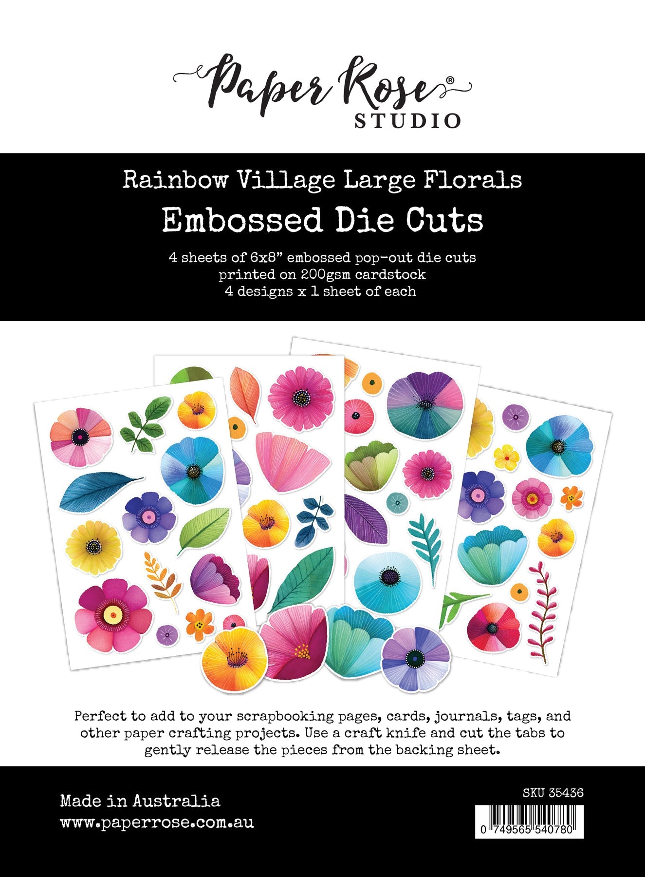 Rainbow Village 6x8" Large Floral Embossed Die Cuts