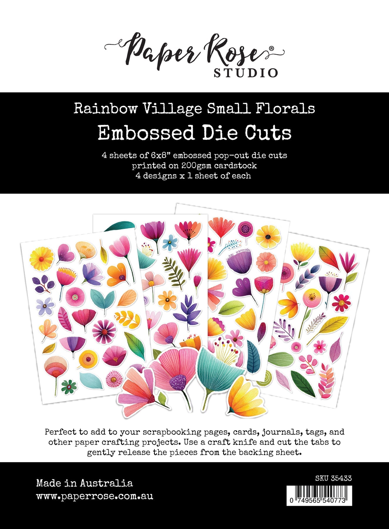 Rainbow Village 6x8" Small Floral Embossed Die Cuts 