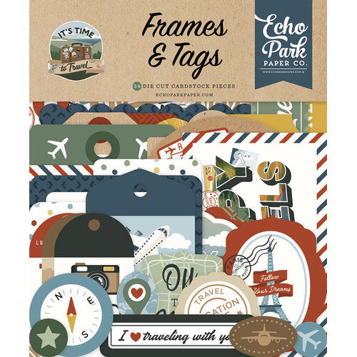 Echo Park - It's Time To Travel Collection - Ephemera - Frames and Tags
