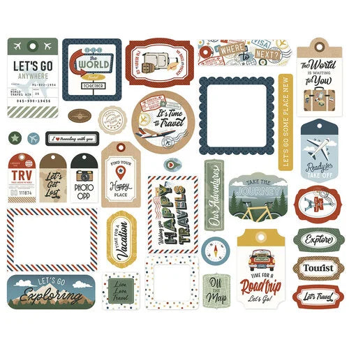 Echo Park - It's Time To Travel Collection - Ephemera - Frames and Tags