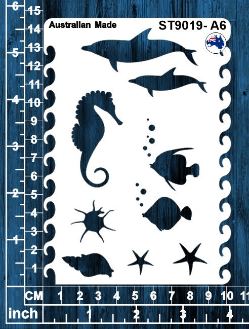 Marine Life Stencil A6