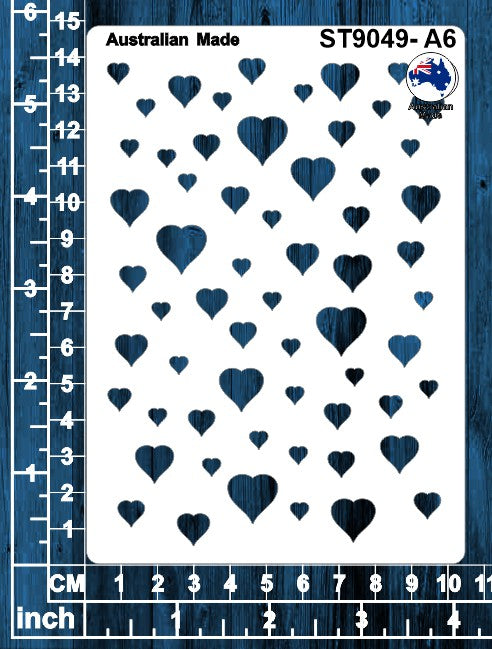 Hearts Stencil A6