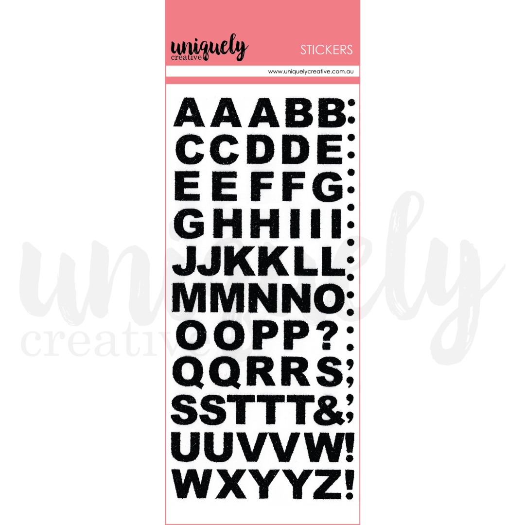 Glitter Black Alpha & Number Stickers