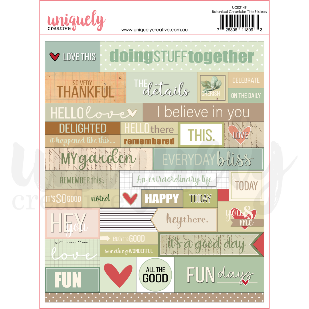 Botanical Chronicles Title Stickers