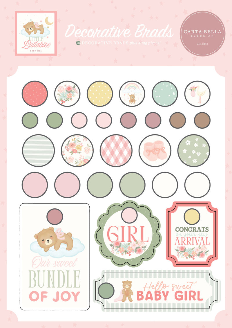 Little Lullabies – Baby Girl Decorative Brads