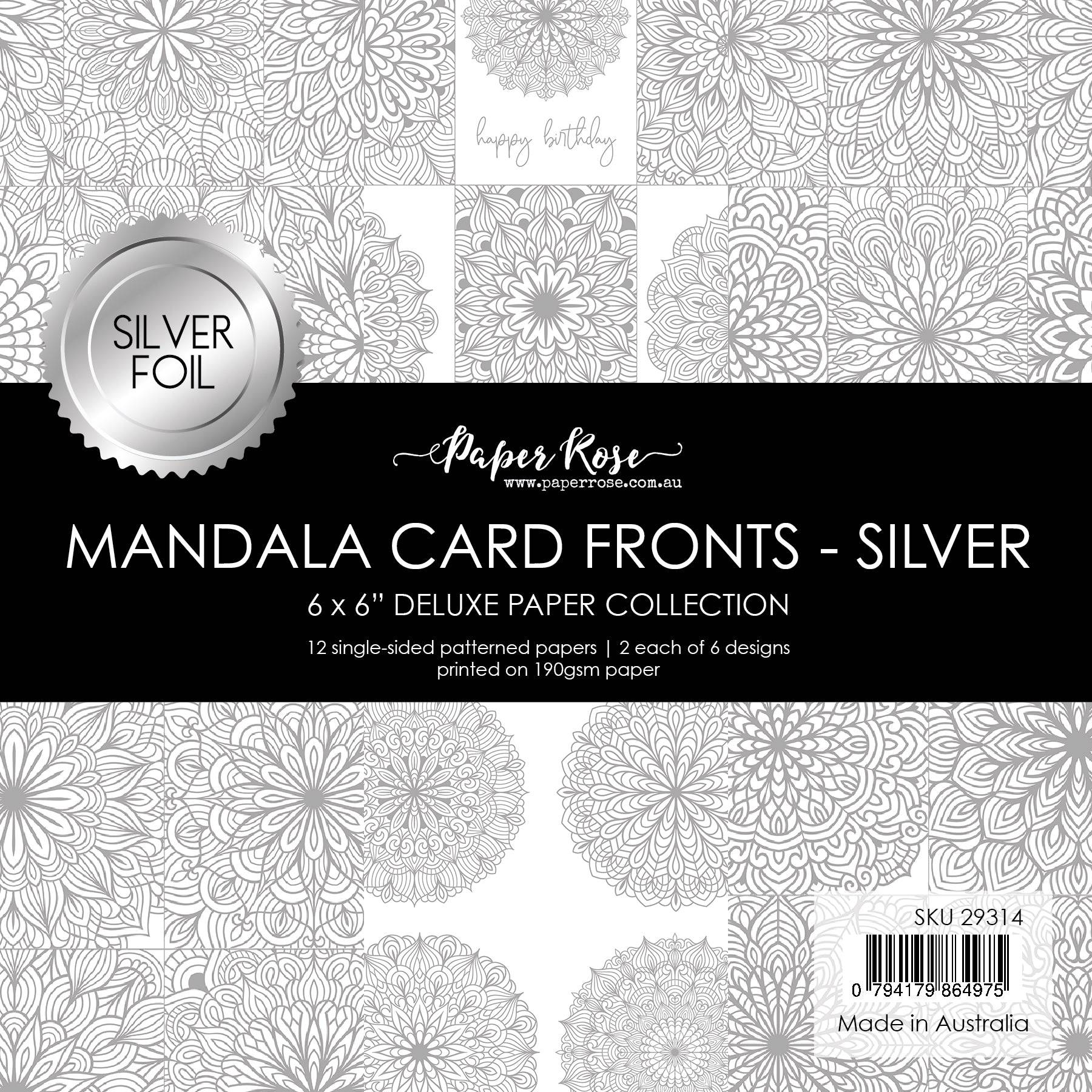Mandala Card Fronts - Silver Foil 6x6 Paper Collection