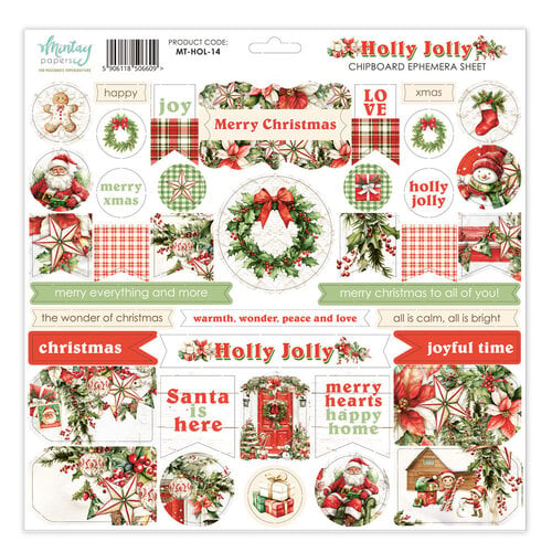 Holly Jolly Chipboard Ephemera Sheet