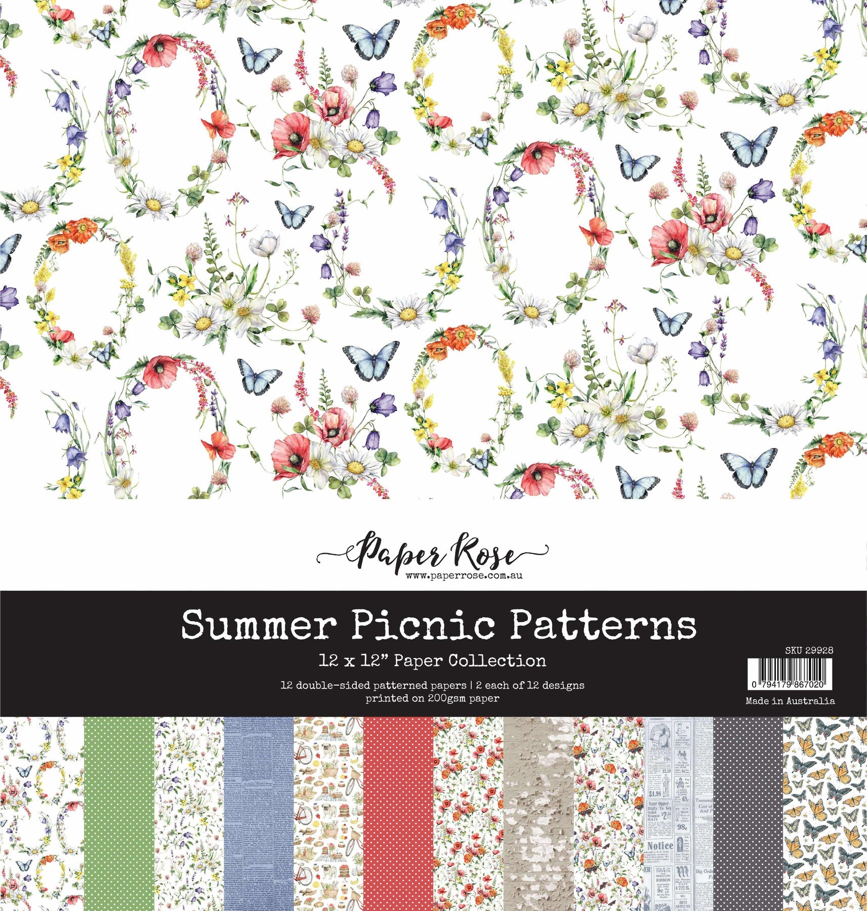 Summer Picnic Patterns 12x12 Paper Collection